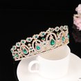 thumbnail image 2 of EeaseCA 1PC Baroque Bridal Crown Rhinestone Inlaid Headband Hair Accessories for Women (Green Rhinestone), 2 of 8