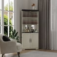 thumbnail image 3 of FENGFAN 5 Tiers Corner Wine Storage Cabinet Tempered Glass Door MDF White 30.35x70.86x16.92 in 1 Pack, 3 of 9