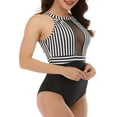thumbnail image 2 of Women One Piece Swimsuit High Neck Plunge Mesh Ruched Swimwear Tempt Me Bathing Suit, 2 of 6