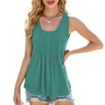 thumbnail image 3 of Uaswgudfs Women's 2025 Summer Pleated Round Neck Tank Top - Sleeveless Flowy Shirts, Breathable Loose Fit Casual & Beachwear, 3 of 6