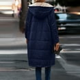 thumbnail image 6 of Womens Long Puffer Coat Long Sleeve Padded Winter Down Coats Hooded Parka Jacket Navy XXXL, 6 of 6