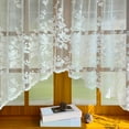 thumbnail image 6 of White Lace Arched Sheer Curtain Floral Embroidered Swag Curtain Valance Tier for Doorway Kitchen Bathroom Window, Rod Pocket Top 1 Panel (White,W63 x L39 inch), 6 of 9