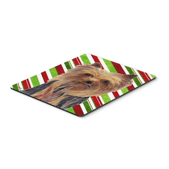 "Yorkie Candy Cane Holiday Christmas Mouse Pad Hot Pad or Trivet"