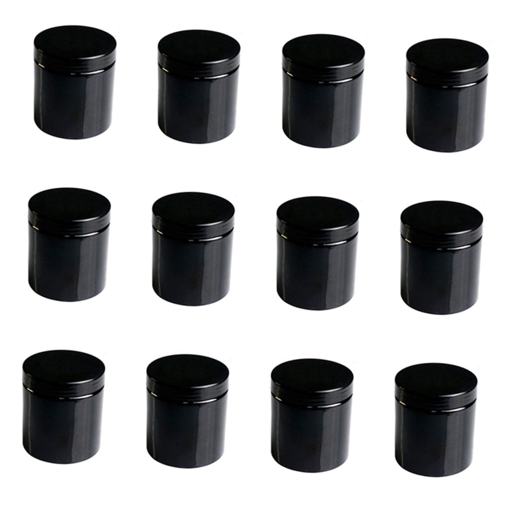 WHAMVOX  12 Pcs Travel Toiletry Containers Jars with Lid Lotion Black Pet Material 9.8X9.2X9.2CM