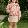 thumbnail image 2 of GiLiling Baby PU Leather Motorcycle Coat Toddler Zipper Fall Winter Long Sleeve Lapel Outerwear Trendy Stylish Cute Outdoor Cycle Coat (Pink, 12-18 Months), 2 of 9