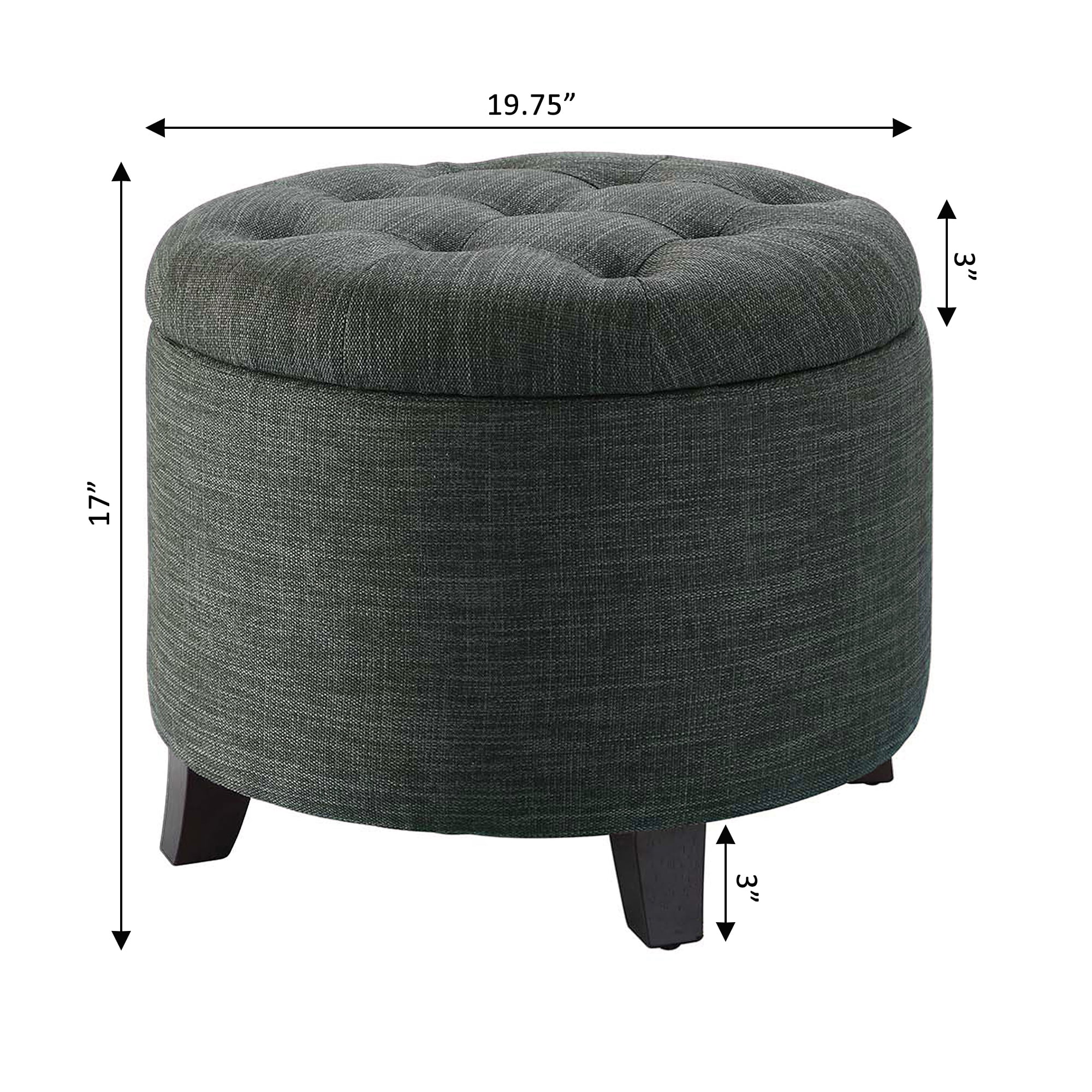 Convenience Concepts Designs4Comfort Round Ottoman in Gray Fabric