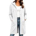 thumbnail image 3 of Oversized Sweatshirts for Women Drawstring Button Down Loose Long Sleeve Casual Solid Color Mid Length Hoodie Coat with Pockets M, 3 of 9