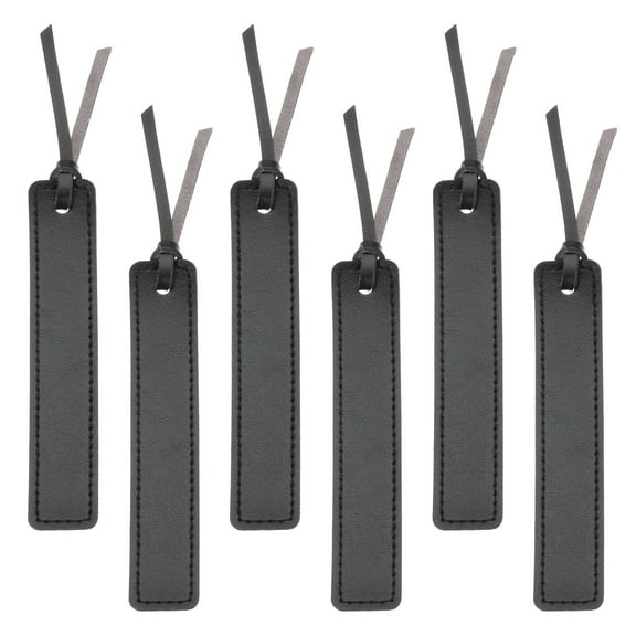 Leather Bookmarks, 6Pcs Rectangle Book Marks Page Markers for Book Reading Men Women Teacher Reader Book Lover Writers, Black