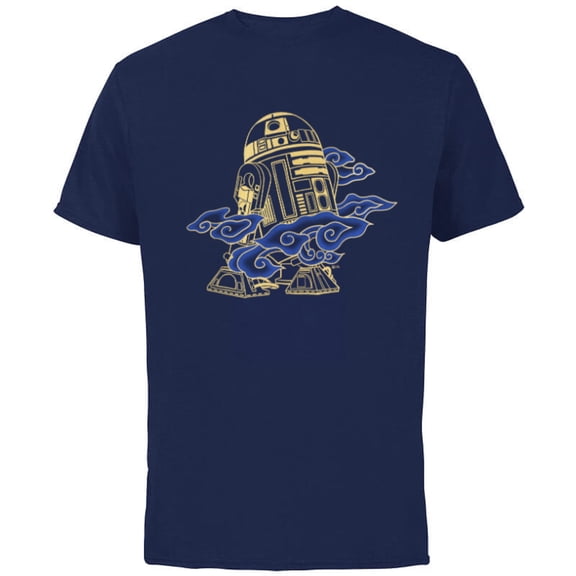 Star Wars R2-D2 Droid In the Clouds - Short Sleeve Cotton T-Shirt for Adults - Customized-Navy