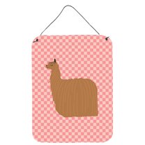 Caroline's Treasures BB7920DS1216 Alpaca Suri Pink Check Wall or Door Hanging Prints, 12x16, multicolor