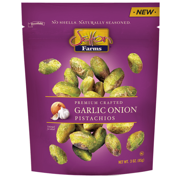 Setton Farms Pistachios Seasoned Kernels, Garlic Onion, 3 oz Resealable