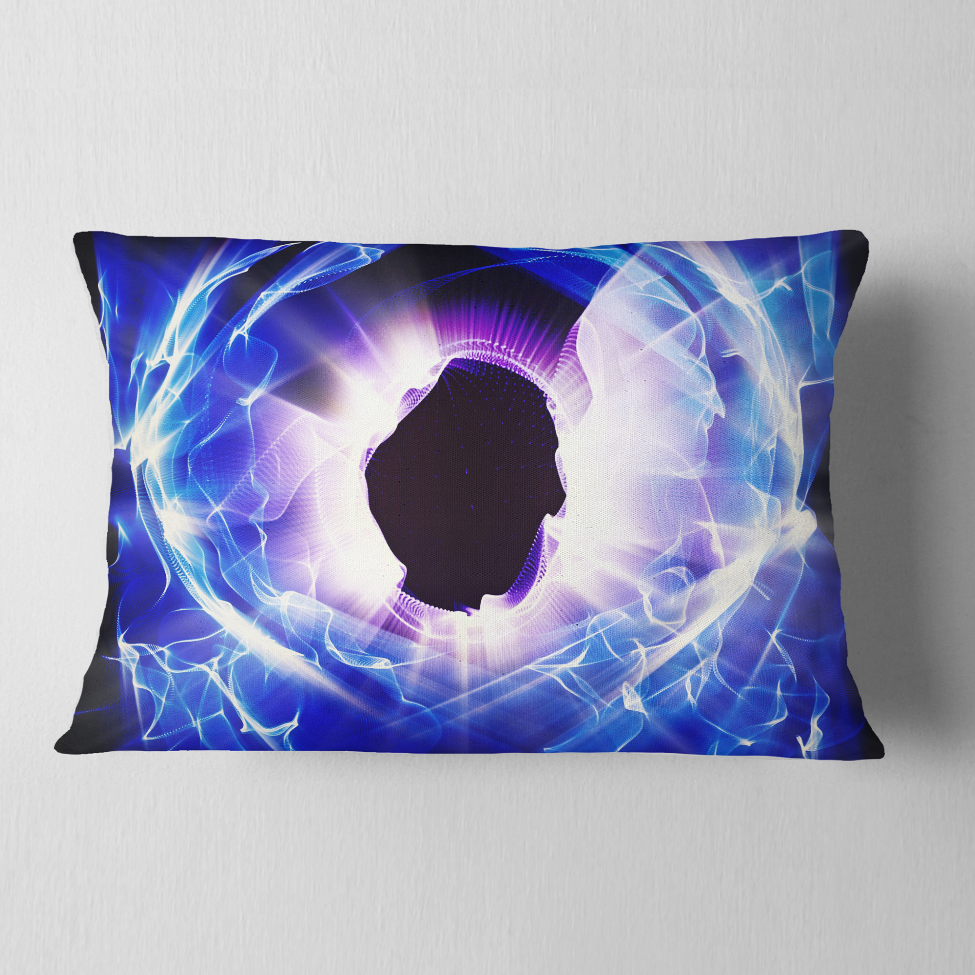 Designart Fractal Blue Light Shine - Abstract Throw Pillow - 12x20