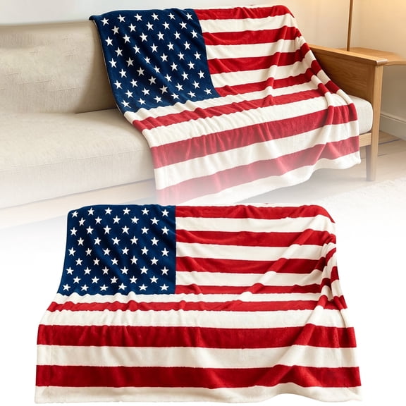 American Flag Blanket, Four Seasons Flannel Blanket Suitable for Beds, Sofas, Living Rooms, Offices, Soft Cozy Vintage Lightweight Throw Blanket for Women, Men, 50x83 Inch