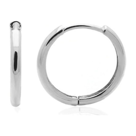 Precious Stars 14K White Gold 13-mm Hinged Hoop Earrings