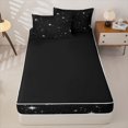 thumbnail image 4 of Manfei Lovely Stars Zipper Twin Comforter Sets with Fitted Sheet and 2 Pillowcases,Kawaii Cartoon Theme Zipper Bedding Set,Black White,Black Reversible,4pcs, 4 of 8