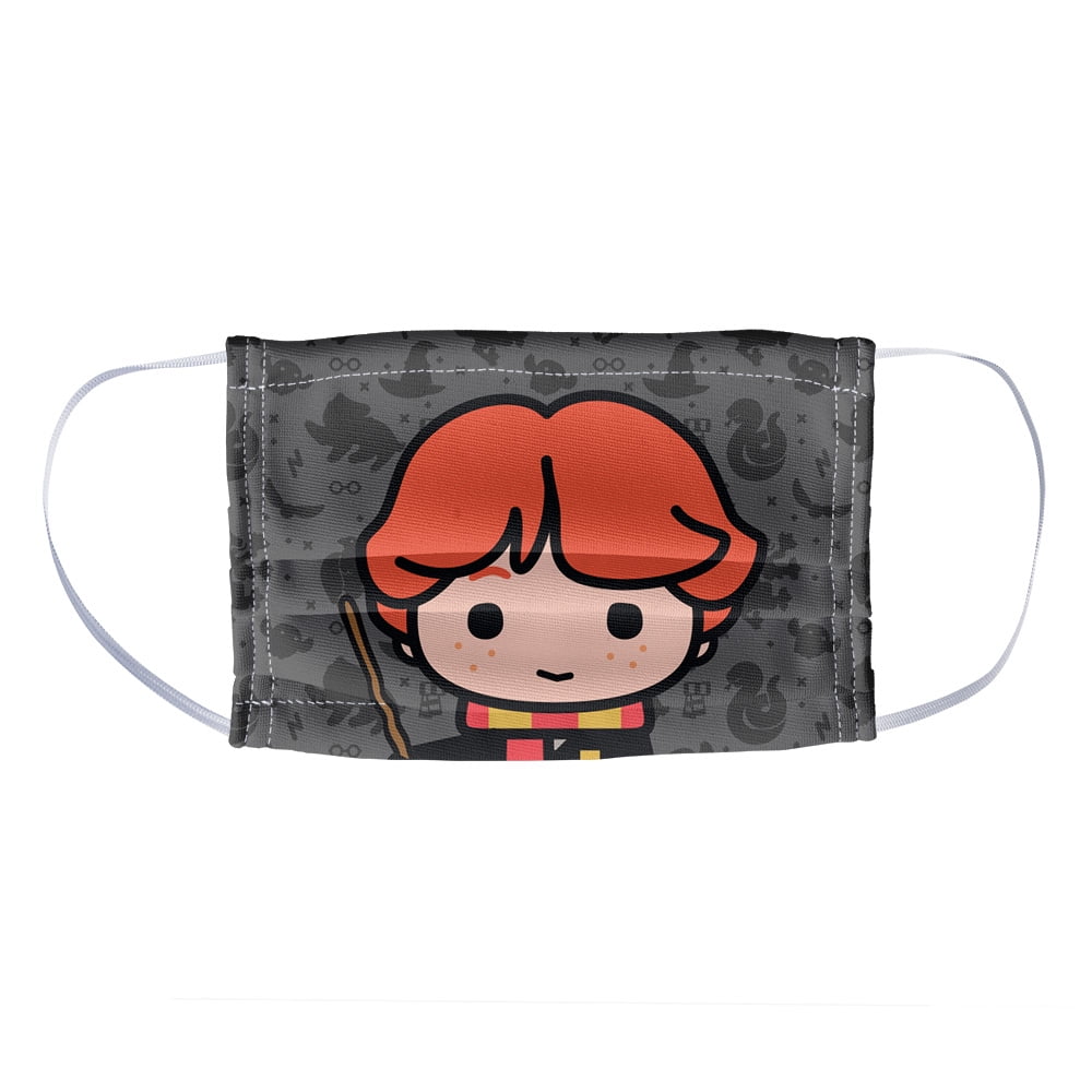 Harry Potter Ron Chibi and Pattern 1-Ply Reusable Face Mask Covering, Kids