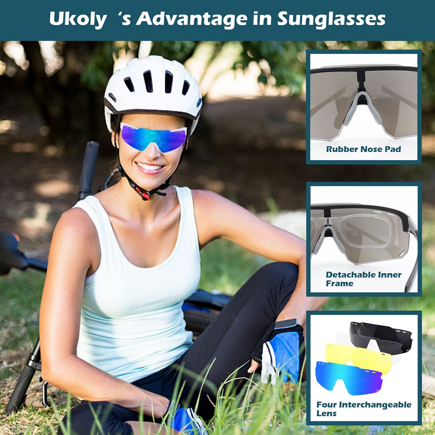 Polarized Sports Sunglasses with 4 