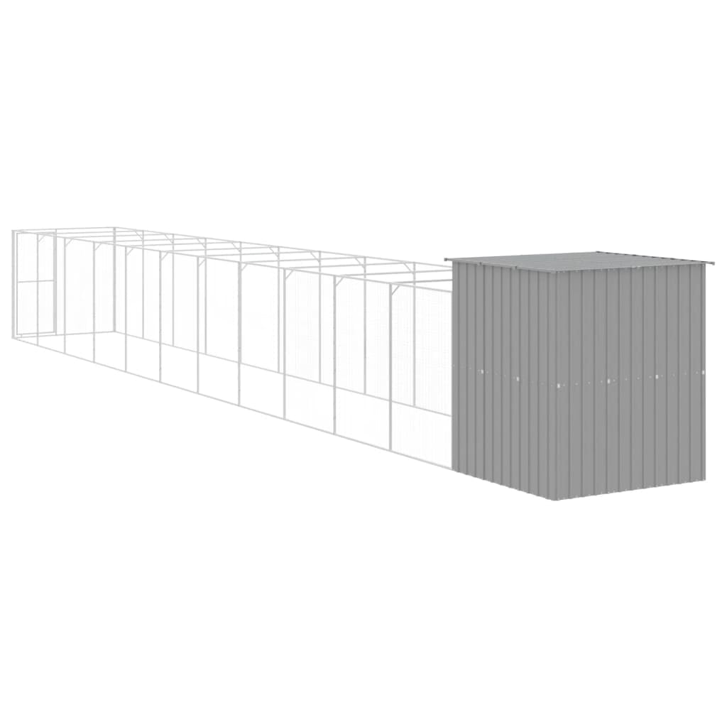 vidaXL Dog House Outdoor Dog Kennel Crate Shelter with Run Galvanized Steel