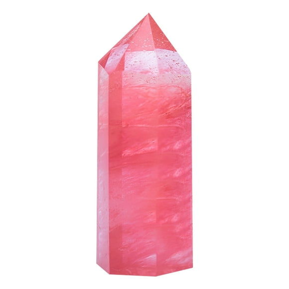 Shiogb Clearance Natural Fluorite Quartz Crystal Stone Healing Crystal Hexagonal Stick Point (3.5-4.5Cm) - Red Smelting Stone Desktop Decorations, (1Pc Crystal Stone)