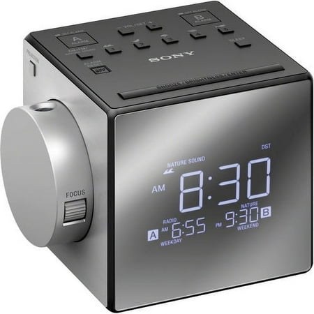 Sony Compact AM/FM Dual Alarm Clock Radio with Large LED Display, Soothing Nature Sounds, Time Projection, USB Port, Gradual Wake Alarm, Adjustable Brightness, (Discontinued)