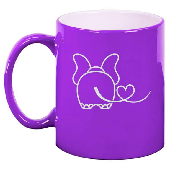 Elephant In Love Ceramic Coffee Mug Tea Cup Gift for Her, Women, Sister, Boss, Mom, Daughter, Grandma, Friend, Birthday, Anniversary, Girlfriend, Housewarming, Cute, Elephant Lover (11oz Purple)