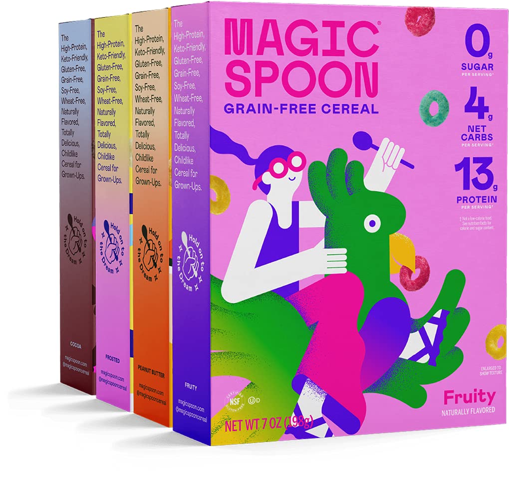 Magic Spoon Cereal High Protein Low Carb Zero Sugar Gluten Grain Free Non Gmo Keto Breakfast Cereal 4 Flavor Variety Pack Walmart Com