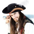 thumbnail image 3 of Sombrero Pirata Juvale Tricornio con Pluma para Halloween, 3 of 3