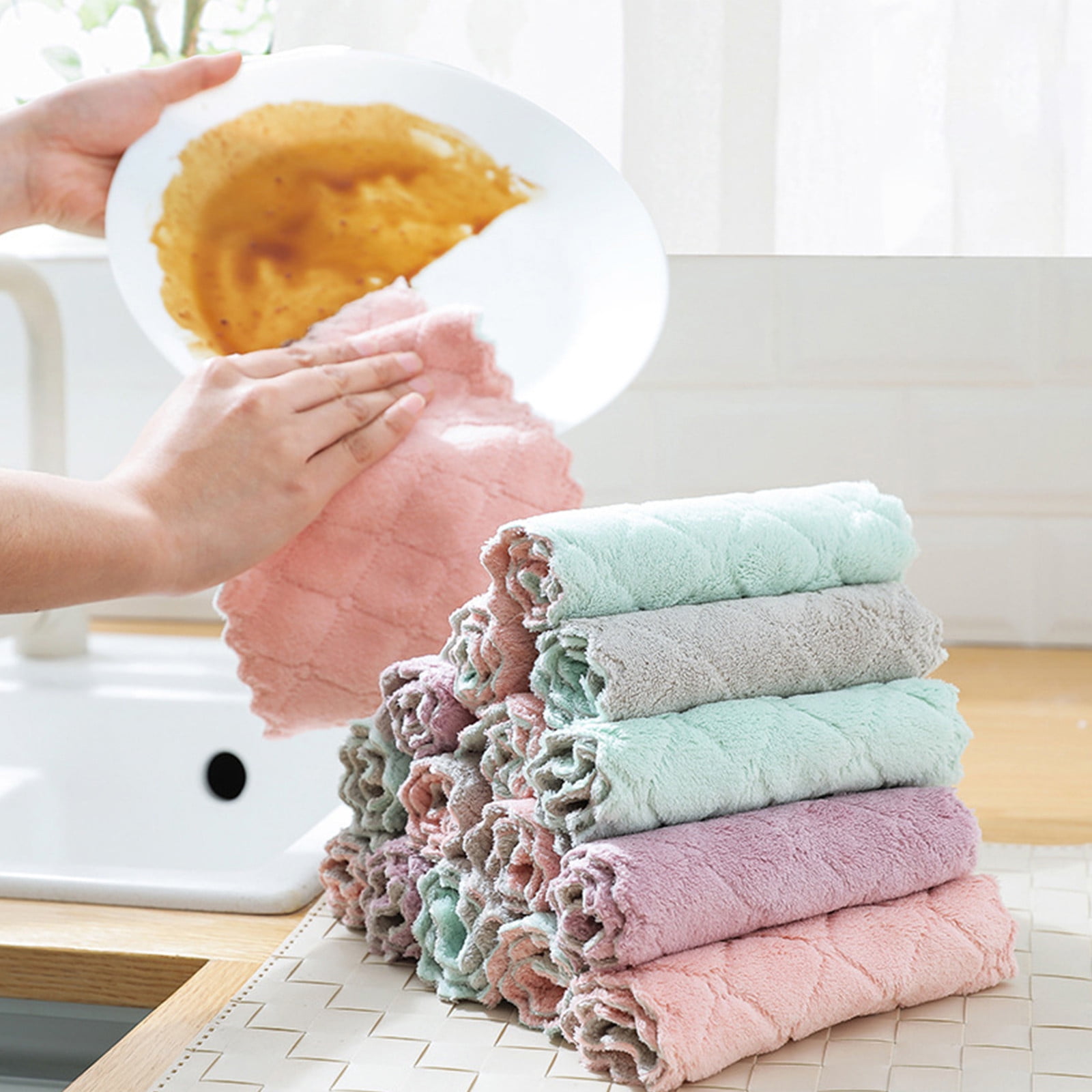 Super Absorbent Kitchen Tool Dish Towel Wash Cloth Wiping Rag Cleaning Cloth 