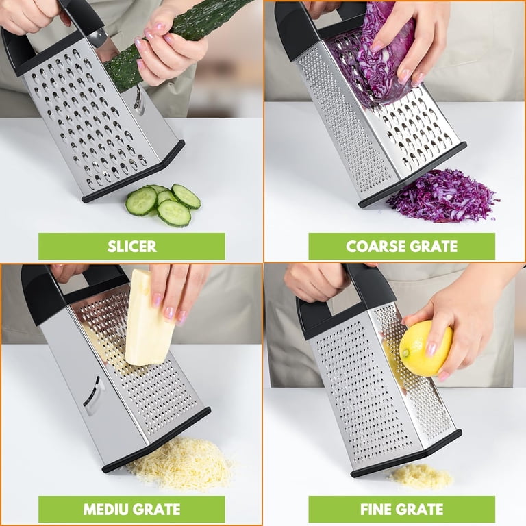 Behome 4-Sided Stainless Steel Box Grater with Container photo 4
