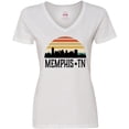 thumbnail image 3 of Inktastic Memphis Tennessee Skyline Retro Sunset Women's V-Neck T-Shirt, 3 of 5