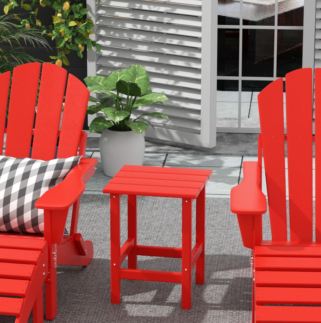 Polytrends  Laguna Hdpe All Weather Outdoor Patio Square Side Table Red