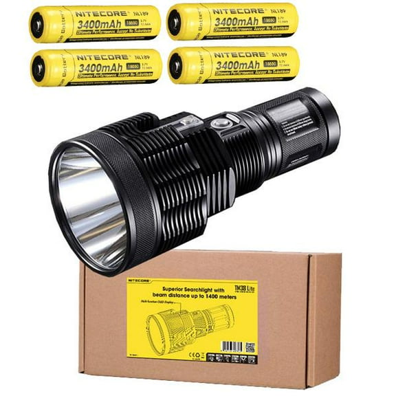 Nitecore TM38 Lite CREE XHP35 HI D4 LED Flashlight / Searchlight -1800 Lumens w/4x NL189 Batteries