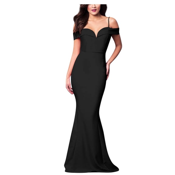 Women's Off Shoulder Mermaid Maxi Dress Elegant Sweetheart Neck Evening Gown for Party Graduation