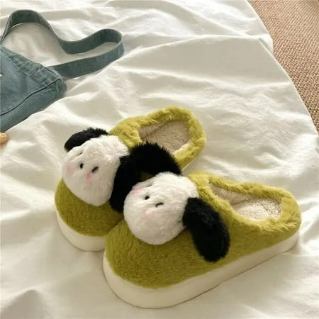 

Kawaii Sanrios Plush Slippers Hello Kitty Kuromi Anime Cartoon Cinnamoroll Autumn and Winter Bedroom Girls Cotton Slippers Gift