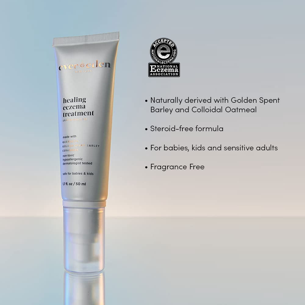 Evereden Healing Eczema Treatment, 1.7 fl oz | Safe & Efficient Eczema Cream | Gentle & Fragrance Free Eczema Cream for Babies, Kids, and Adults