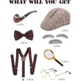 thumbnail image 2 of Accesorios de vestuario YANSION para hombres años 20 disfraz corbata barba Gafas, 2 of 7