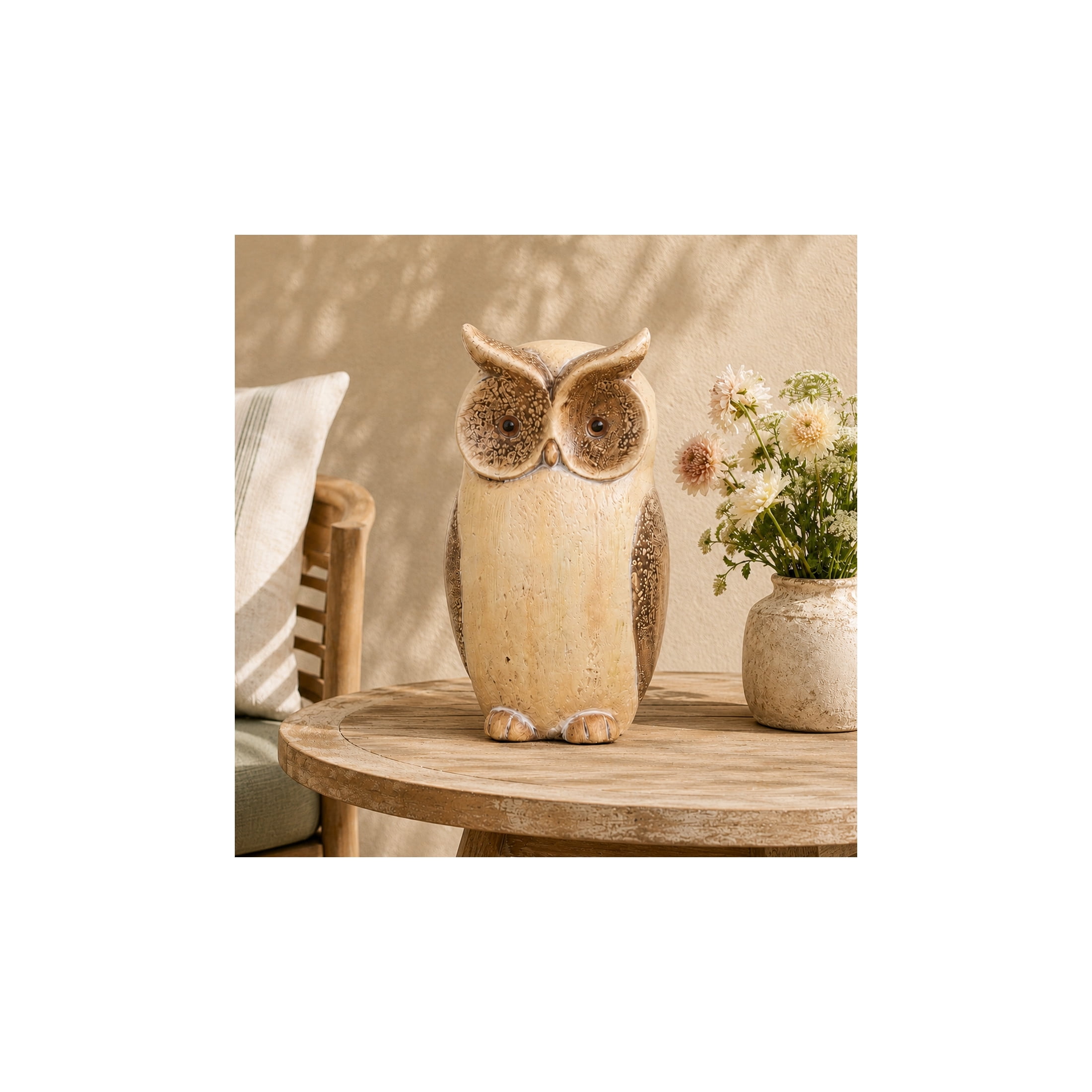 DecMode 15" Owl Garden Sculpture with Brown Accents