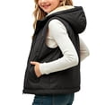 thumbnail image 7 of Luvrsol Kids Open‑Front Hooded Puffer Vest Sleeveless Lightweight Quilted Layering Gilet for Boys Girls, Black 110, 7 of 7