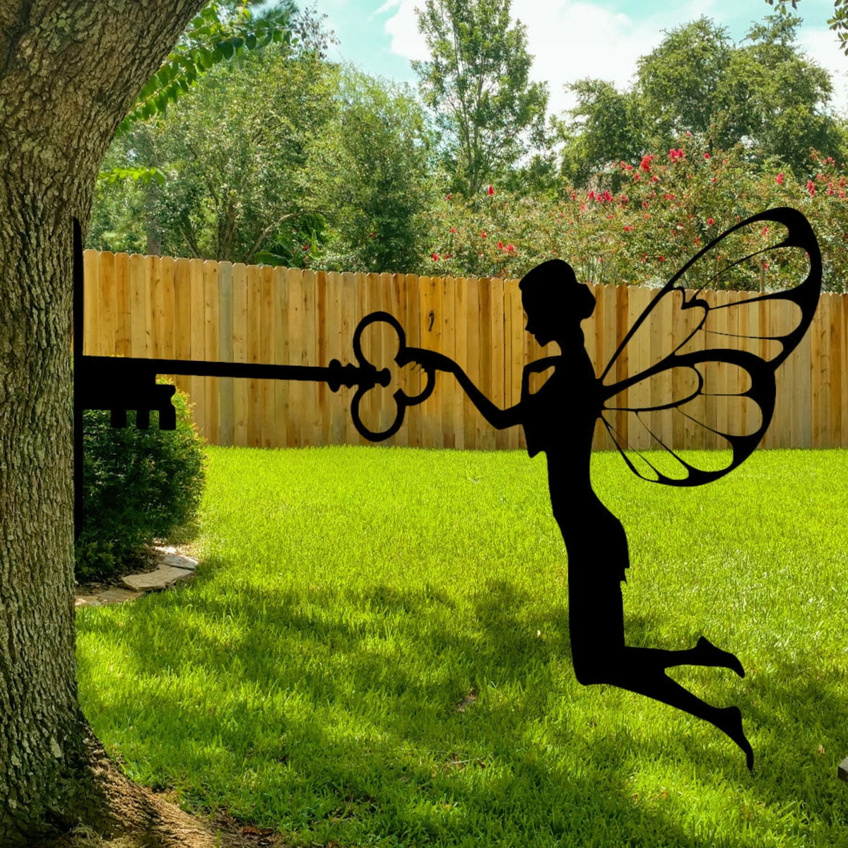 Wind Catcher ​for Garden Patio Backyard Decor,Fathers Day Unique Gifts Faries and Dandelions Dance Together Metal,Dark Metal Yard Art,Indoor Outdoor Lawn Pathway Patio Ornaments A 