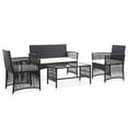 thumbnail image 1 of vidaXL 4 Piece Garden Lounge Set with Cushion Poly Rattan Black, 1 of 5