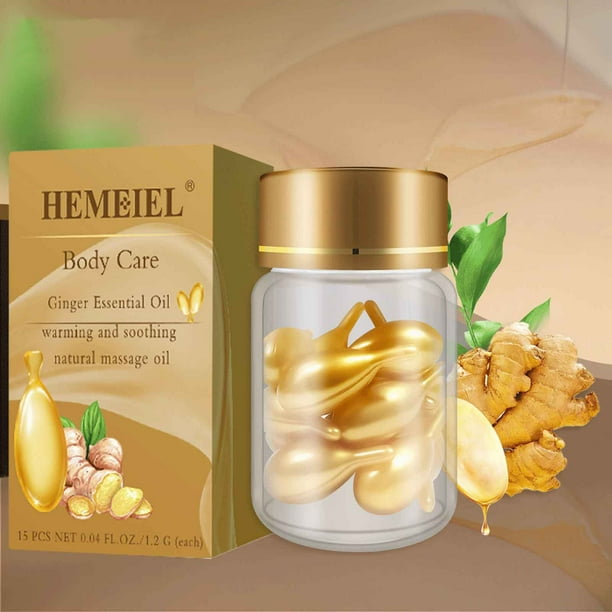 Cápsula de masaje corporal de jengibre, aceite de masaje herbal, aceite de masaje corporal, aceite para raspar la espalda, hidratante, 15 ml de esencia corporal