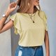 thumbnail image 4 of Gibobby Playera de Manga Corta con Cuello Redondo Nueva camiseta informal manga corta con manga hueca europea y americana para mujer(Amarillo,CH), 4 of 5