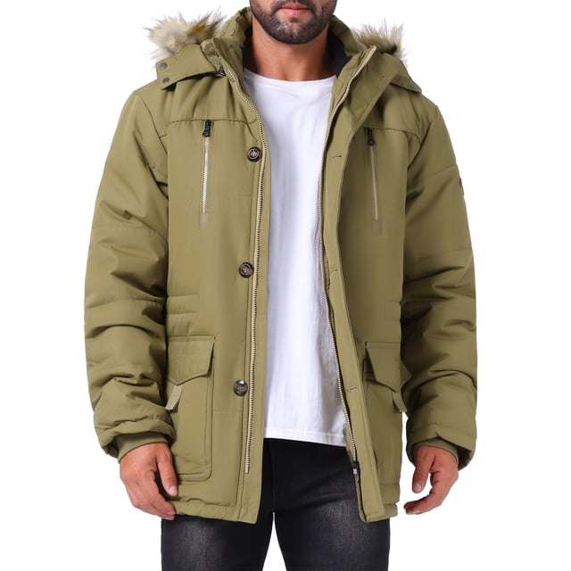 Abrigo de invierno cálido INSPIRE CHIC para hombres, forrado de felpa, grueso, con capucha, chaqueta 2XL amarillo verde