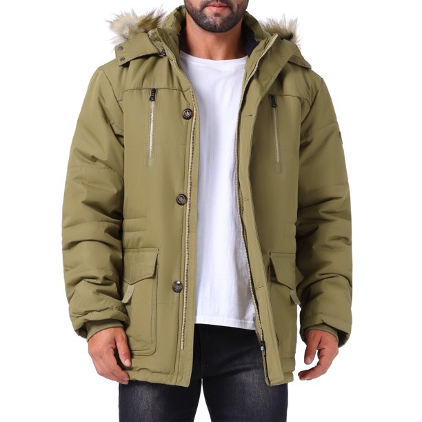 Abrigo de invierno cálido INSPIRE CHIC para hombres, forrado de felpa, grueso, con capucha, chaqueta 2XL amarillo verde