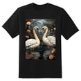 thumbnail image 2 of Plus Size Shirt for Women Black Tops for Women Short Sleeves Shirt for Women Swans T Shirt Crewneck Shirt for Women XS, 2 of 5