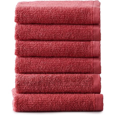100% Cotton Textu Hand Towel Set | Ultra Quick Dry Bathroom Towels | Highly Absorbent and Durable Hand Towels | wich Collection (6 Pack Hand Towel, Holly Berry )