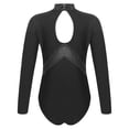 thumbnail image 6 of Vxuxlje Kids Girls Sheer Mesh Long Sleeve Ballet Gymnastics Dance Leotard One Piece Bodysuit Unitard Black 6, 6 of 7