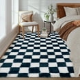 thumbnail image 5 of Garvee 9'x12' Fluffy Area Rugs Soft Luxury Shag Carpet, Modern Checkered Shaggy Rugs Christmas Rug with Non Slip Backing for Living Room Bedroom Home Decor, Navy, 5 of 9