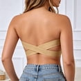 thumbnail image 4 of AJGRHE Women Cotton BraSeamless Wireless Strapless Lace Push Up Bra for Women Everyday Comfort Support Casual Wear Khaki L, 4 of 6
