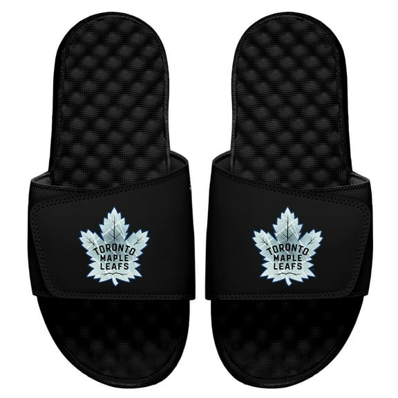 Men's ISlide Black Toronto Maple Leafs Ice Clipping Mask Slide Sandals